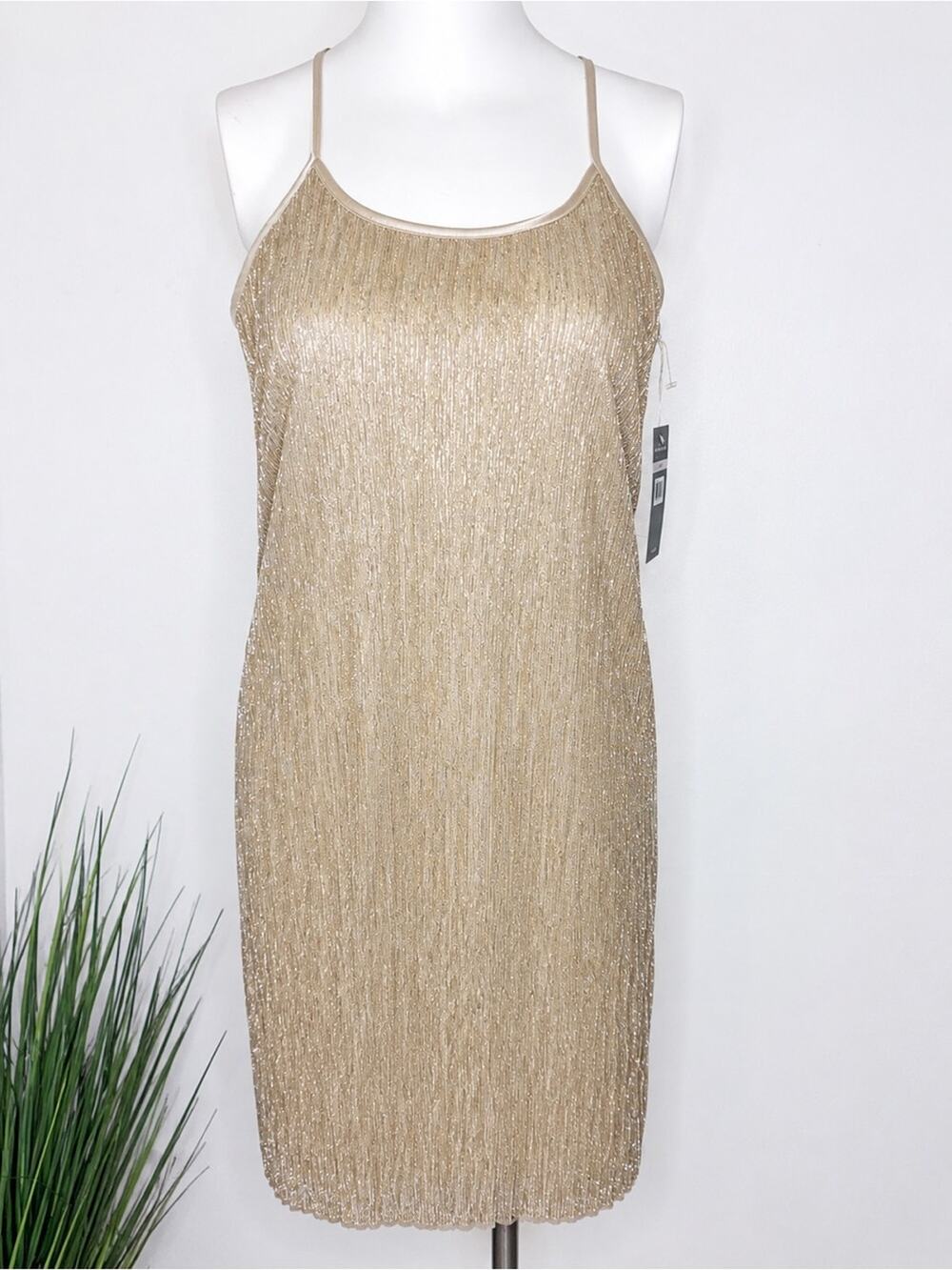 NWT Hope & Harlow Gold Lurex Shimmer Cocktail Dress Size 6